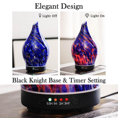 Porseme 150ml Glass Essential Oil Diffuser – Deep Blue Color Changing Humidifier