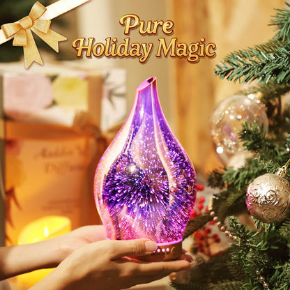 Porseme 150ml Essential Oil Diffuser – 3D Firework Glass, Rose Gold, Auto Shut-Off