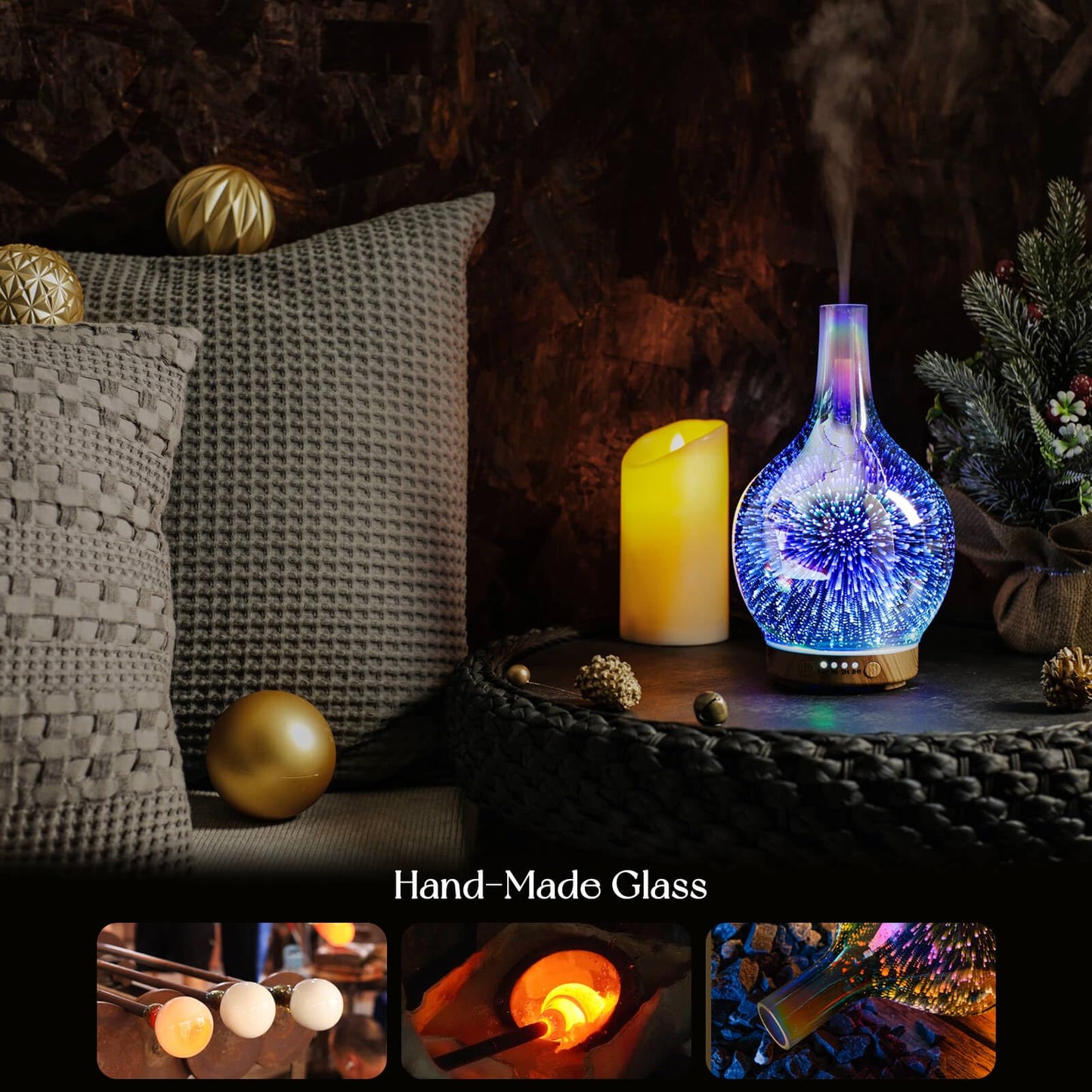 Porseme 150ml 3D Glass Essential Oil Diffuser – Auto Shut-Off