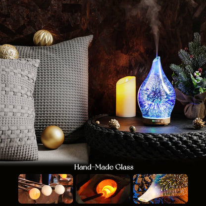 Porseme 150ml Oil Diffuser – 3D Glass Ultrasonic Humidifier | Auto Shut-Off