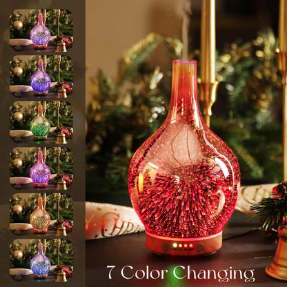 Porseme Rose Gold 150ml Glass Essential Oil Diffuser - 3D Firework Cover, Waterless Auto-Off