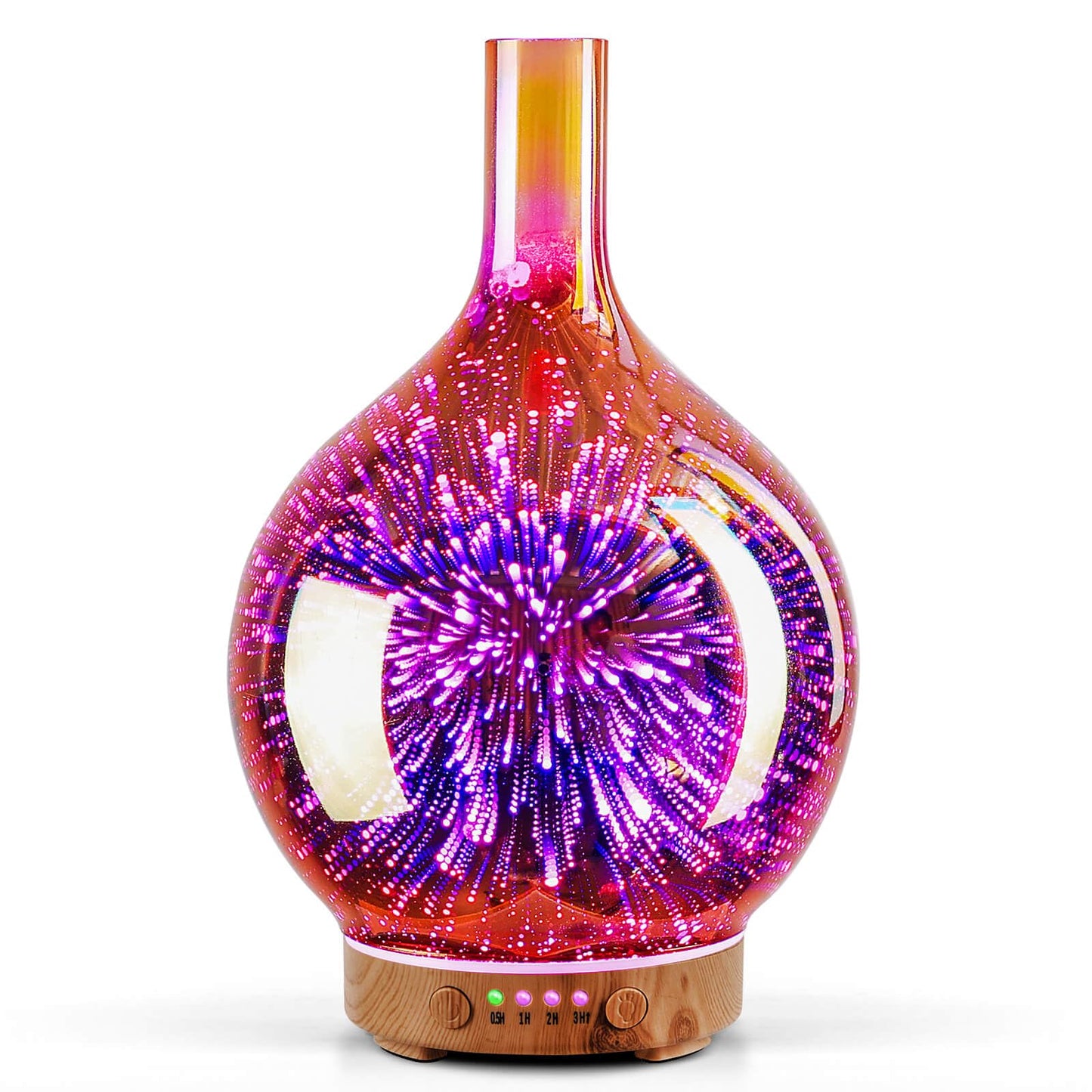 Porseme Rose Gold 150ml Glass Essential Oil Diffuser - 3D Firework Cover, Waterless Auto-Off