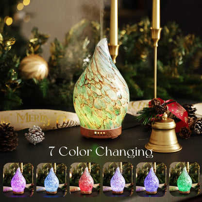 Porseme 150ml Glass Essential Oil Diffuser | Ultrasonic Humidifier, Auto-Off, LED Light