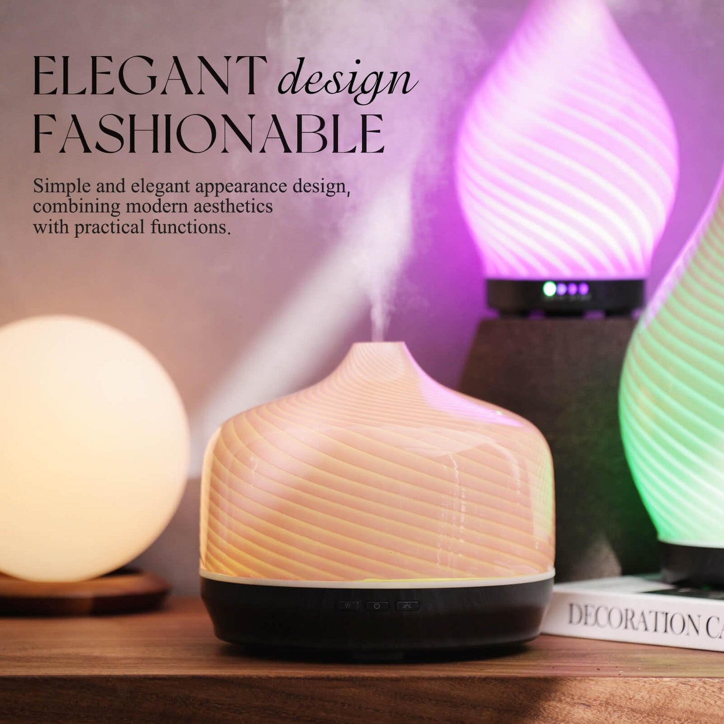 Porseme 500ml Glass Essential Oil Diffuser – Ultrasonic Cool Mist, Auto-Off (15-21h)