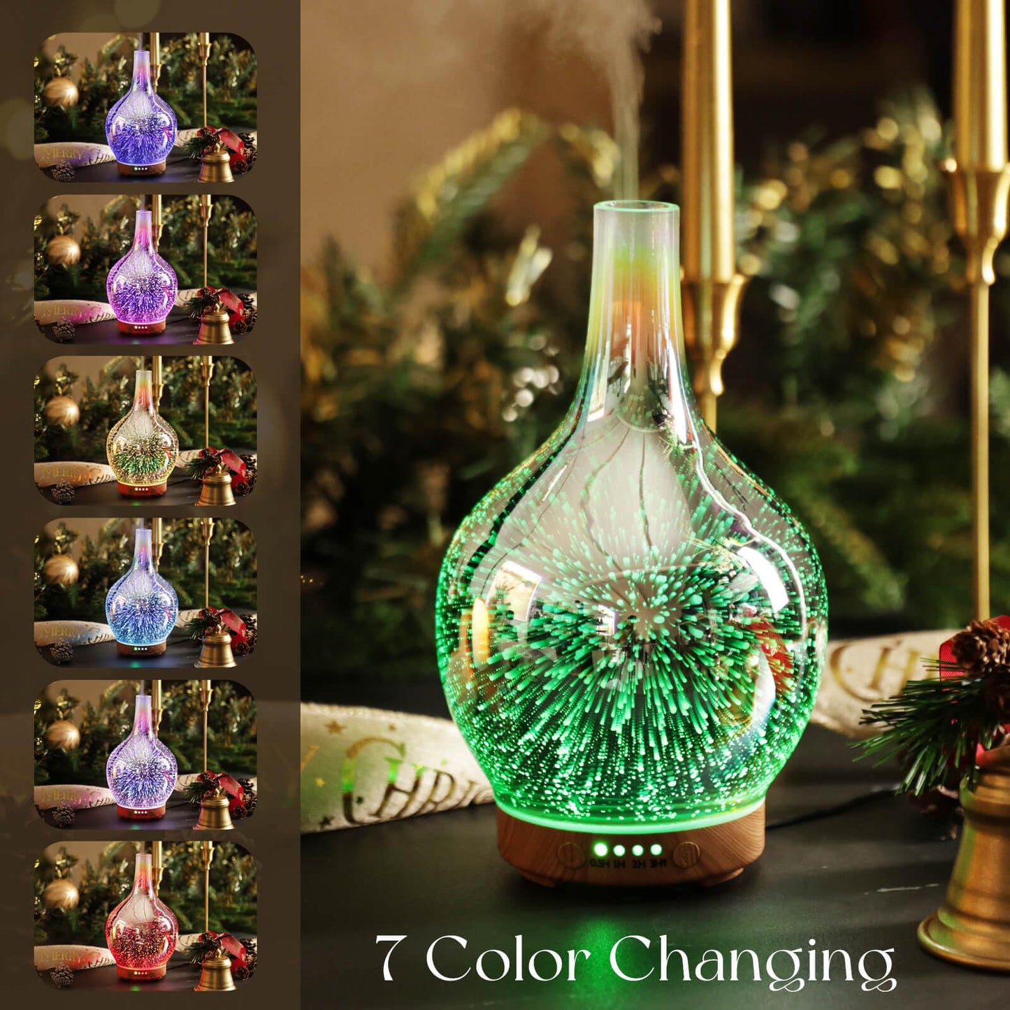 Porseme 150ml 3D Glass Essential Oil Diffuser – Auto Shut-Off