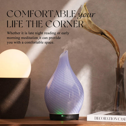 Porseme 280ml Glass Diffuser – Color Changing LED, Auto-Off | Ultrasonic Aroma Humidifier