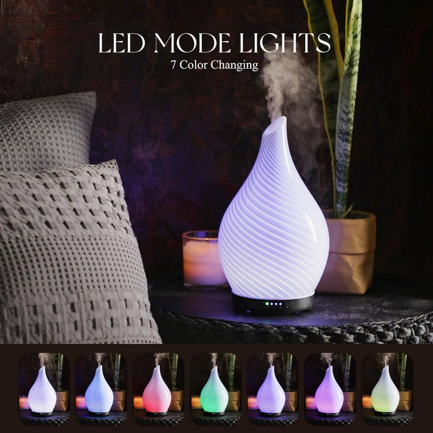 Porseme 280ml Glass Diffuser – Color Changing LED, Auto-Off | Ultrasonic Aroma Humidifier