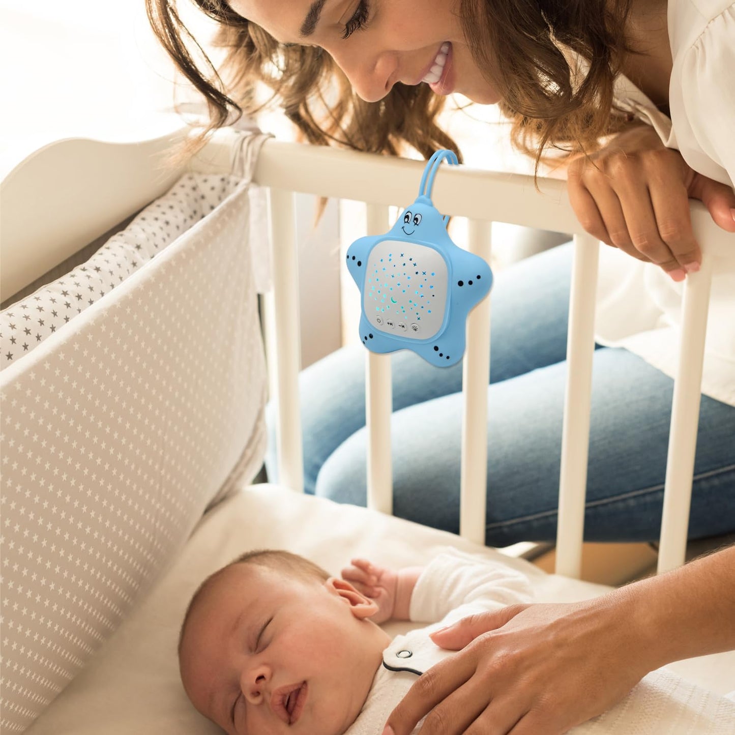Portable Baby White Noise Sound Machine with Projector Night Light | Rechargeable & Travel-Friendly