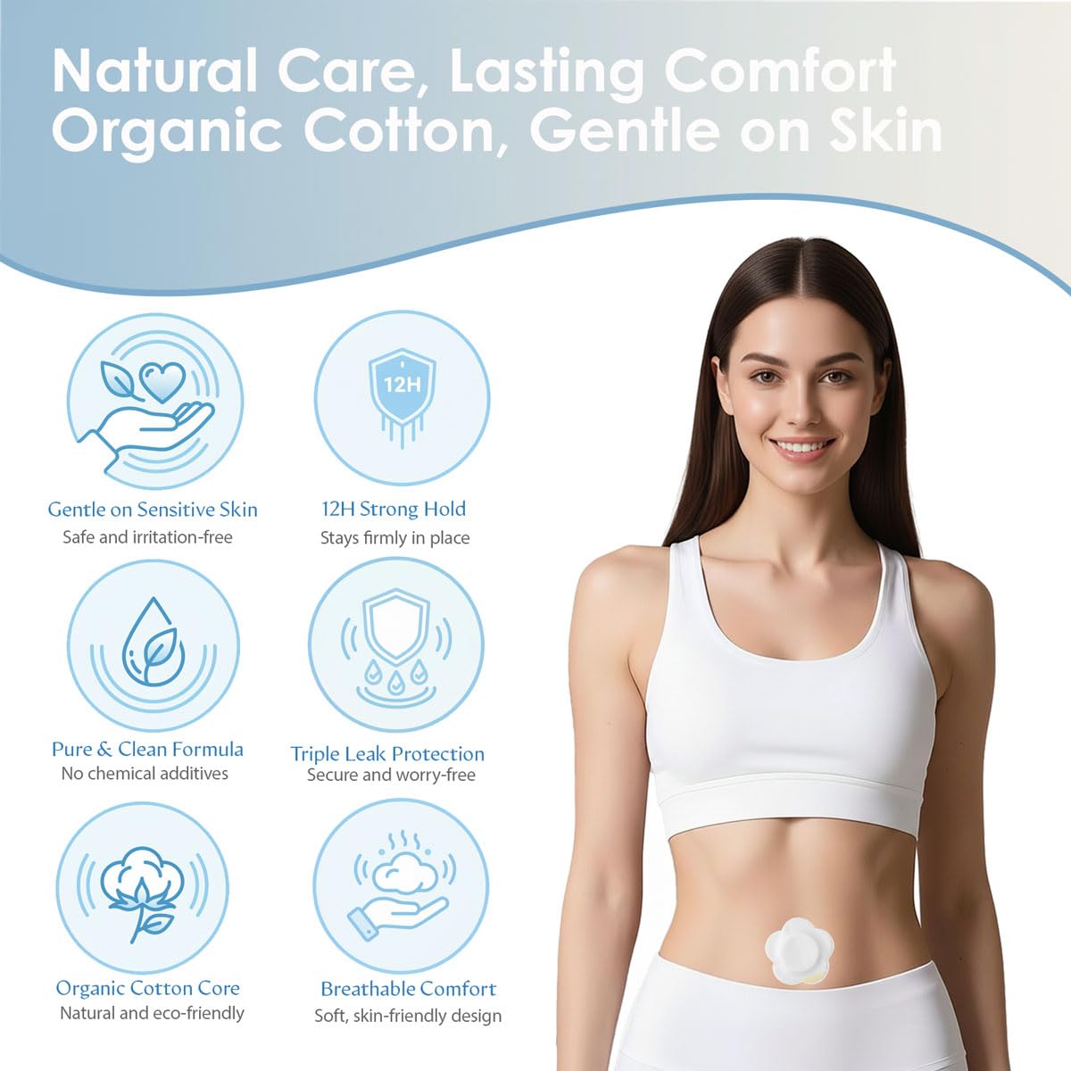 50Pcs Castor Oil Belly Button Patches – 3.15in x 3.15in, Self-Adhesive & Leak-Proof