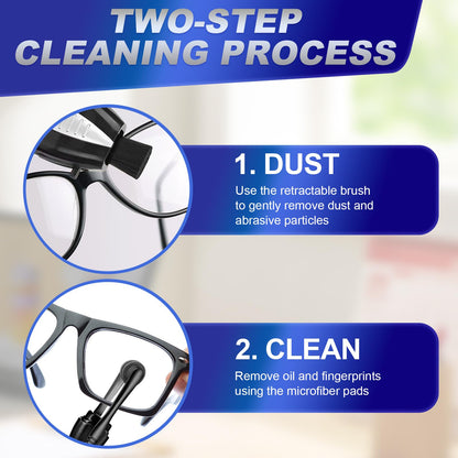 Portable Eyeglass Cleaner Kit (3PCS) – Carbon Fiber Tech for Glasses, Sunglasses & Screens | Travel & Office Use