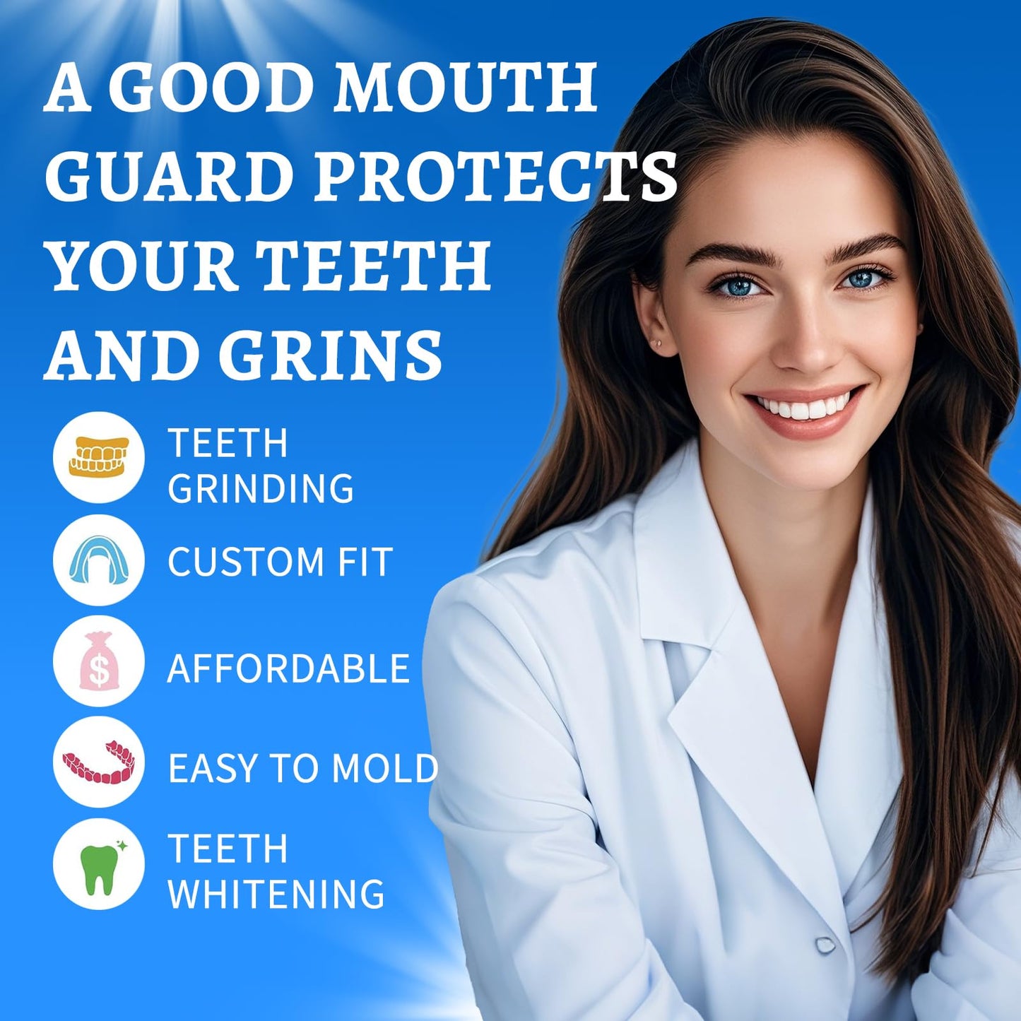 Night Guard for Teeth Grinding – BPA-Free Mouth Guard (4 Pack, 2 Sizes)