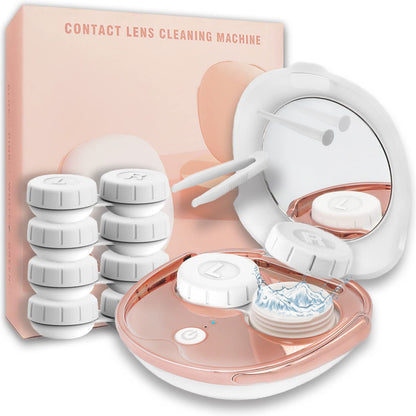 Portable Ultrasonic Contact Lens Cleaner with USB Charger & Soak Case Kit (White)