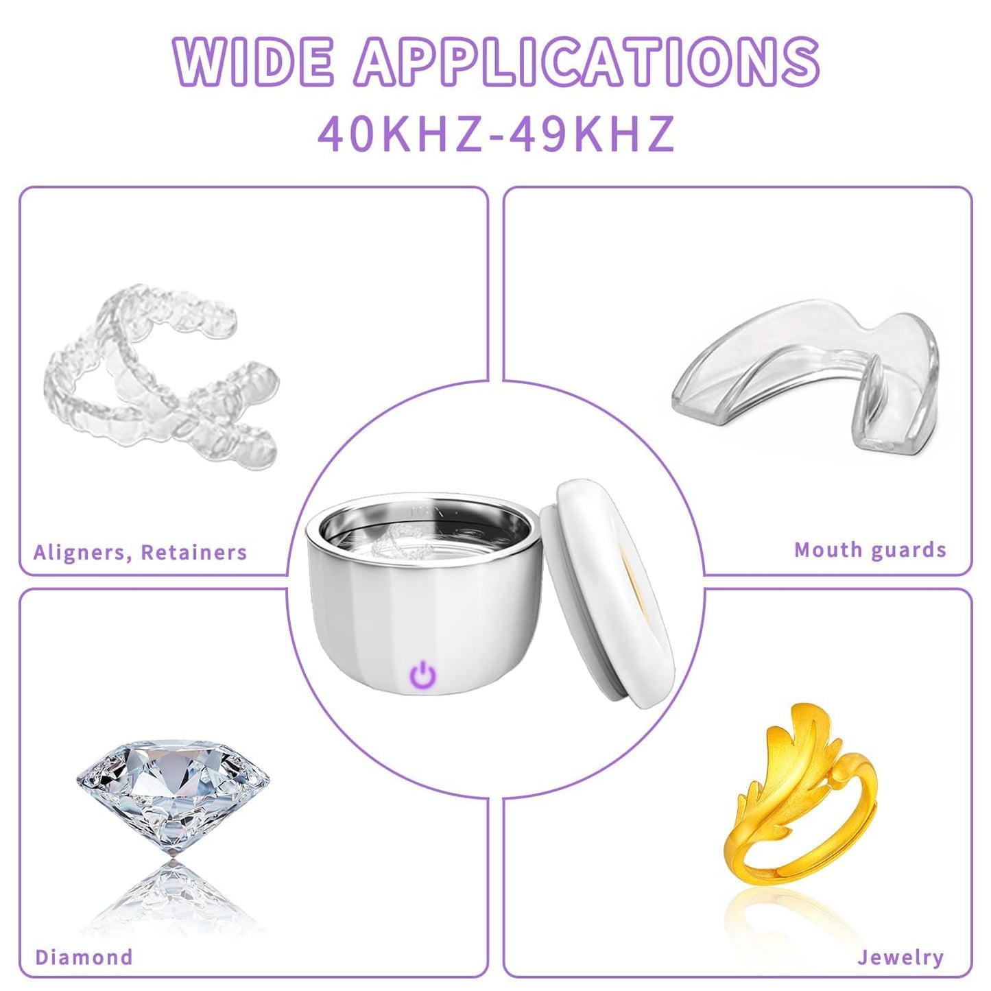 Portable Ultrasonic Retainer Cleaner – 42kHz Mini Cleaning Machine (Dental + Jewelry, 2025 Upgraded)