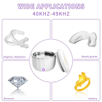 Portable Ultrasonic Retainer Cleaner – 42kHz Mini Cleaning Machine (Dental + Jewelry, 2025 Upgraded)