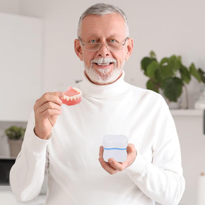 Denture Cleaner Box & Brush Set - 2 Pack, Portable Denture Storage