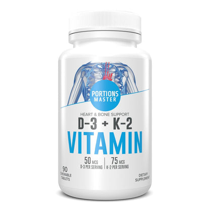 Portions Master Vitamin D3 + K2 5000 IU — Bone & Heart Health (60 Caps) • Non-GMO, Gluten-Free