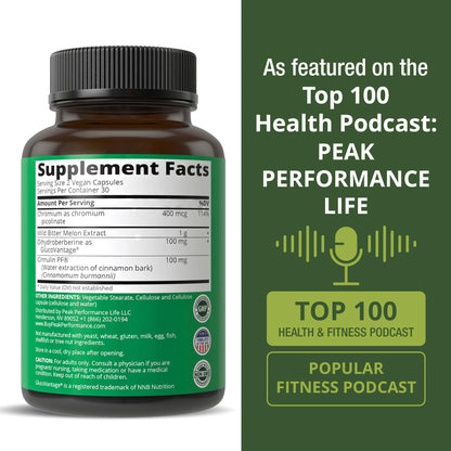 Ultra High Strength 4-in-1 Berberine: GlucoVantage, Bitter Melon, Cinnamon & Chromium (Vegan)