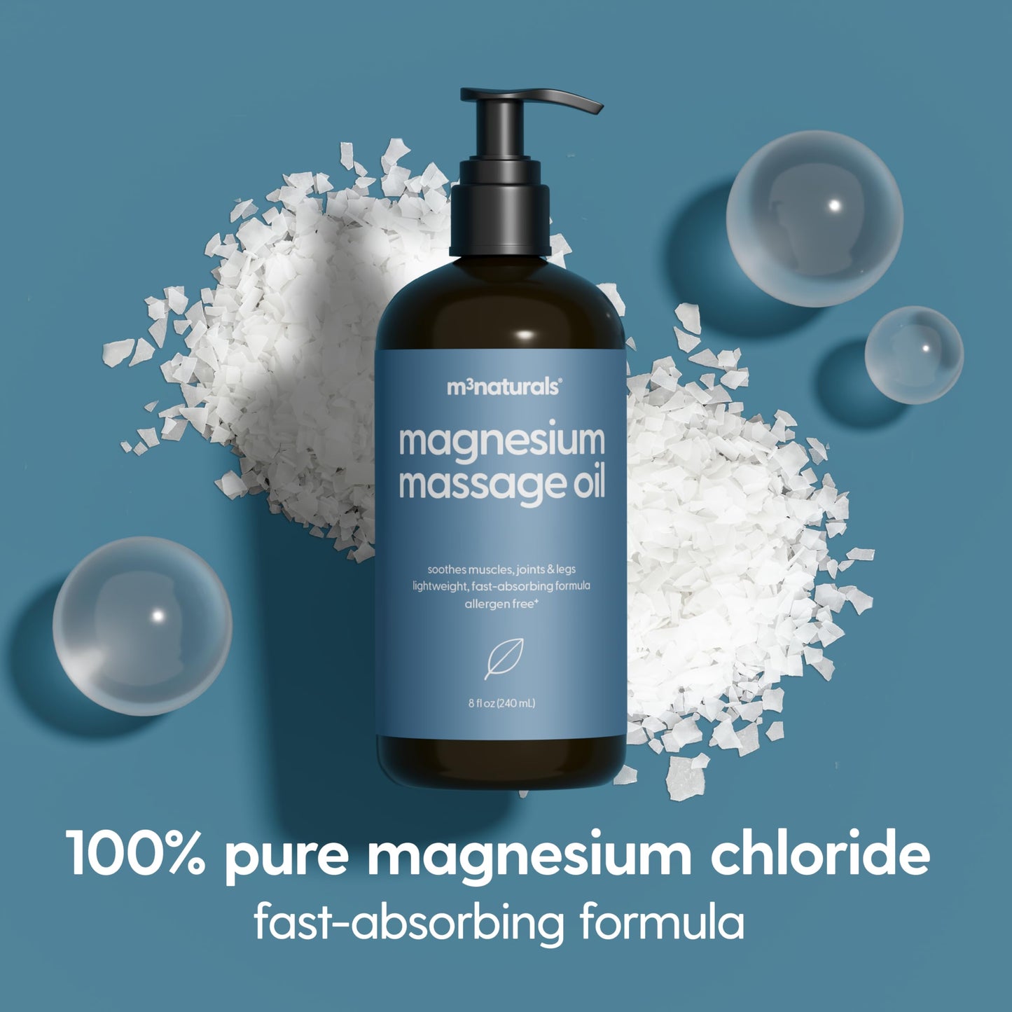 Magnesium Massage Oil for Sore Muscles, Sleep & Recovery – 8 oz by M3 Naturals