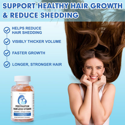 Postpartum Hair Loss Vitamin Gummies – Vegan Biotin, Collagen & Folate (60 Gummies)
