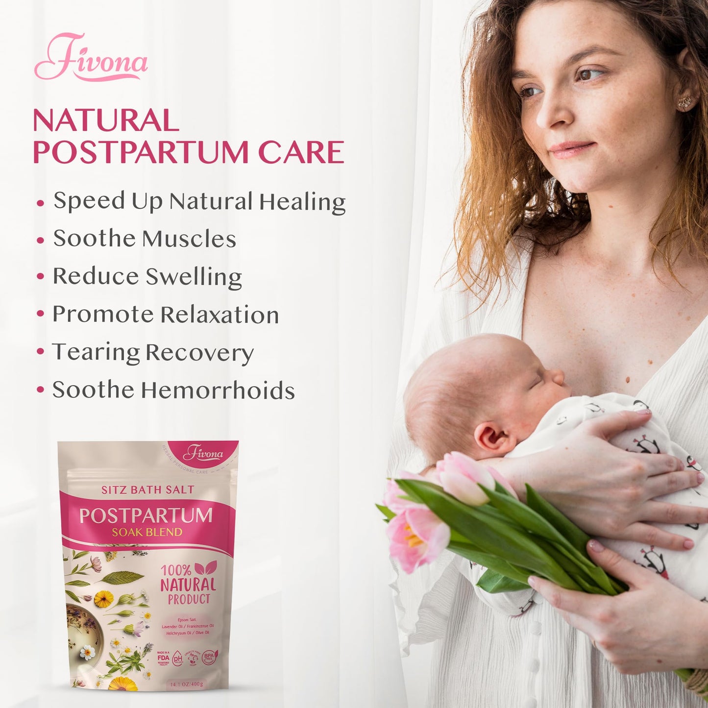 Postpartum Sitz Bath Salt – Epsom Salt with Essential Oils for Hemorrhoid Relief & Perineal Healing