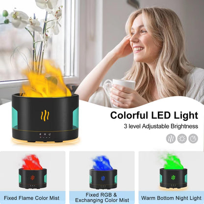 POSVIU 450ml Oil Diffuser with Bluetooth Speaker – Flame Humidifier for Home