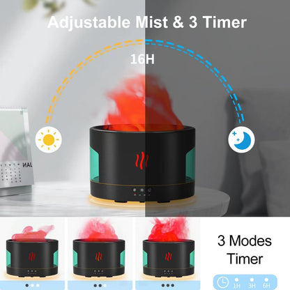 POSVIU 450ml Oil Diffuser with Bluetooth Speaker – Flame Humidifier for Home