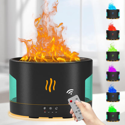 POSVIU 450ml Oil Diffuser with Bluetooth Speaker – Flame Humidifier for Home