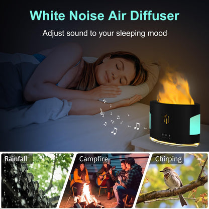 POSVIU 450ml Oil Diffuser with Bluetooth Speaker – Flame Humidifier for Home