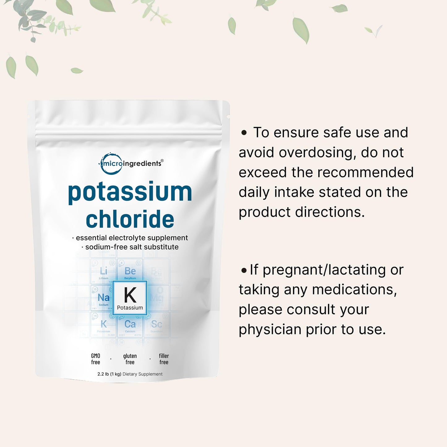 Potassium Chloride Powder 1 KG | Electrolyte Mineral Support