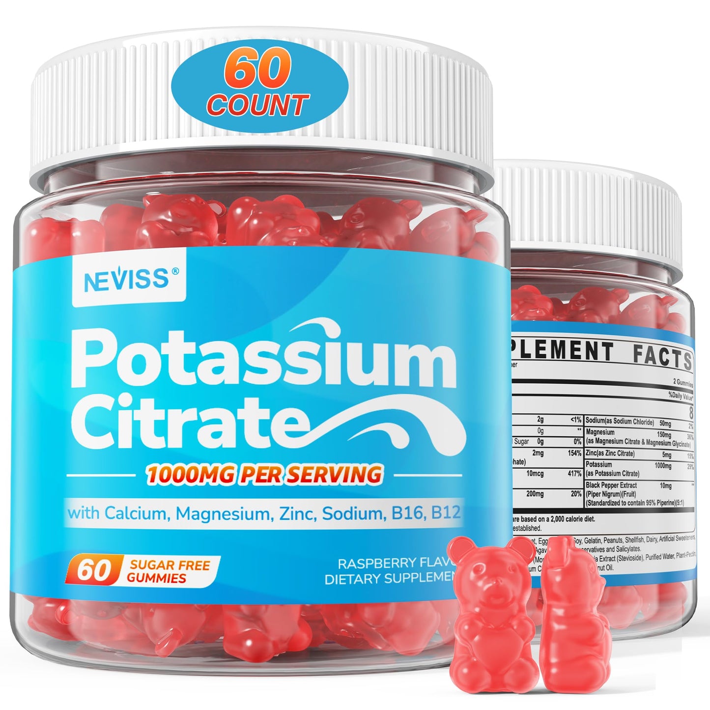Potassium Citrate 1000mg Gummies – Sugar Free Electrolyte Support