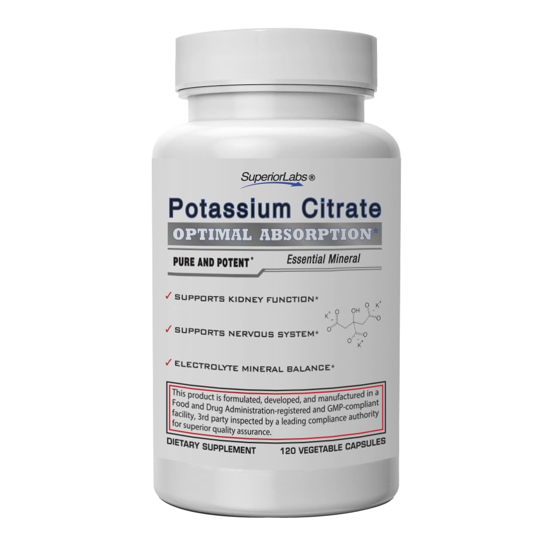 Superior Labs Potassium Citrate 100 mg Pure Non-GMO Electrolyte Mineral