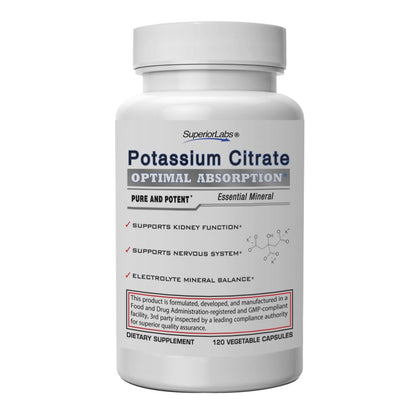 Superior Labs Potassium Citrate 100 mg Pure Non-GMO Electrolyte Mineral