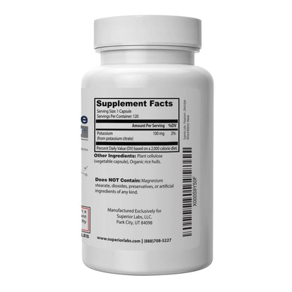 Superior Labs Potassium Citrate 100 mg Pure Non-GMO Electrolyte Mineral