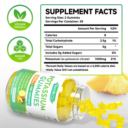 Potassium Citrate Gummies 1000mg - High Potency Potassium for Adults