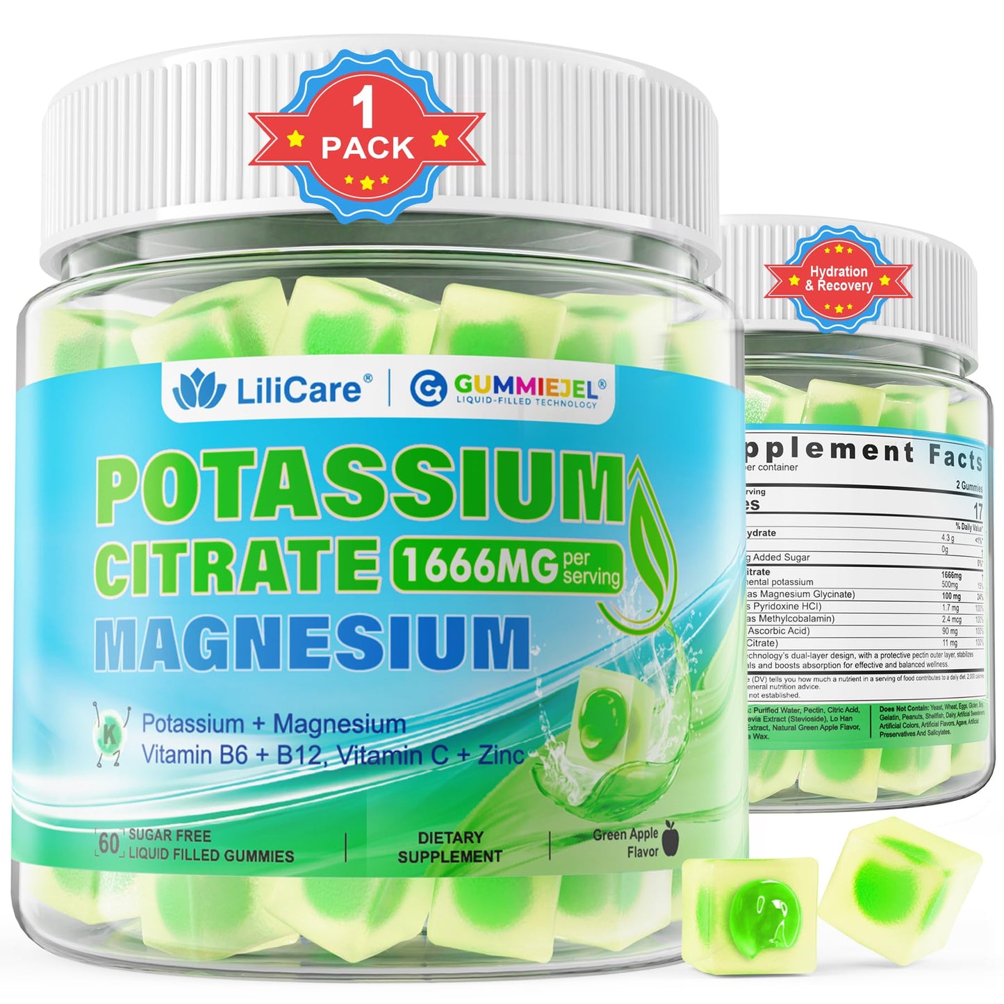 Potassium Citrate Gummies 1666mg – Vegan Electrolyte Gummies, 60 Count
