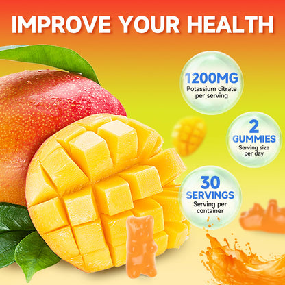 Potassium Citrate Gummies - 1200mg Potassium per Serving | Vegan Mango Flavor Gummies for Adults & Kids (120 Count)