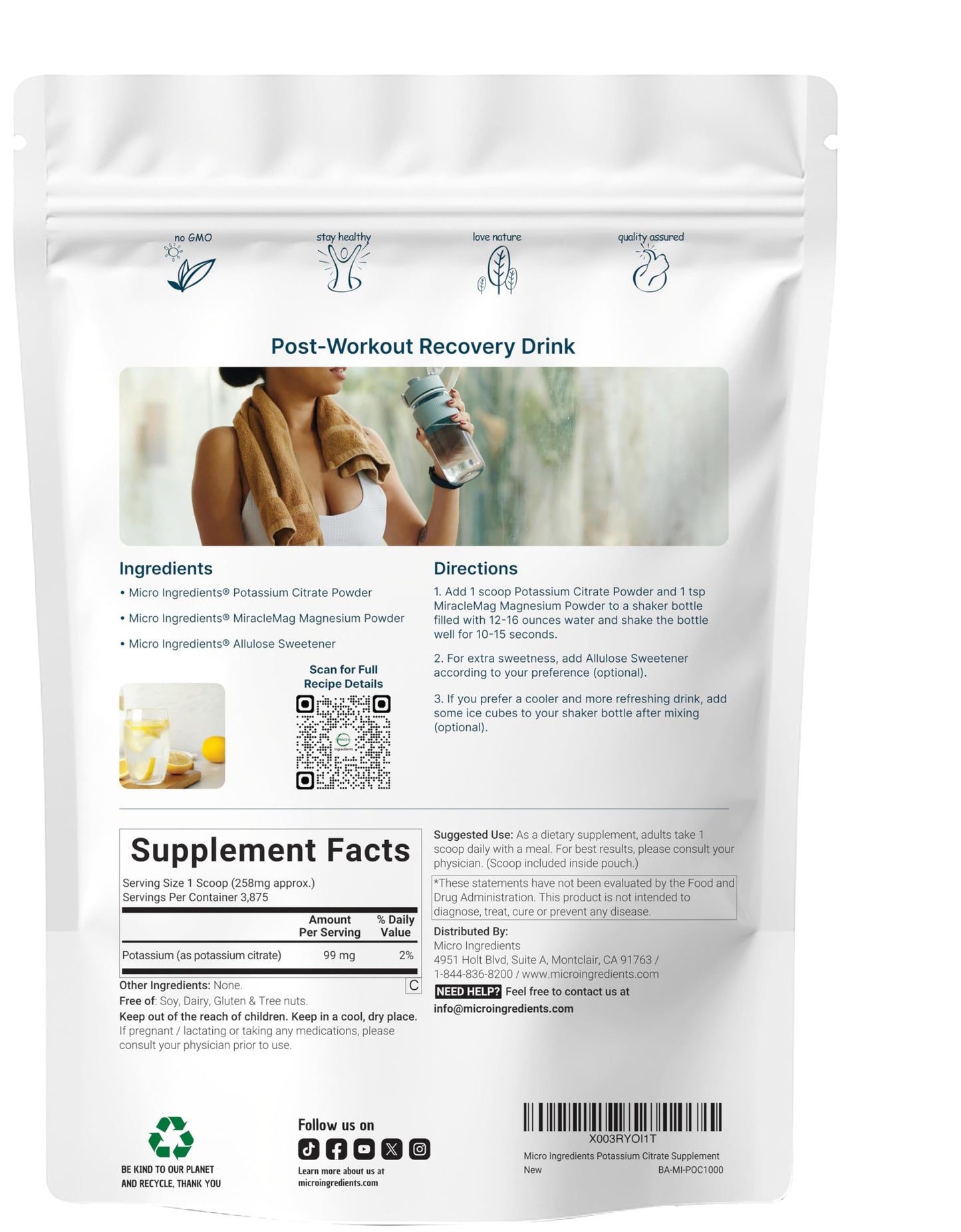 US Origin Potassium Citrate Powder 1 kg | Hydration Electrolyte Supplement