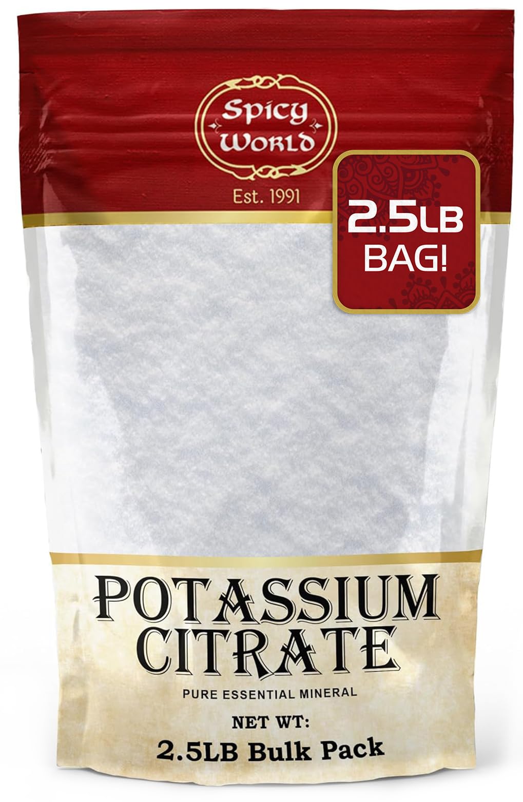 Potassium Citrate Powder 2.5 lb Bulk – Pure, Vegan, Food Grade | Spicy World