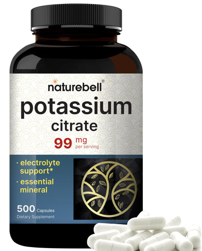 Potassium Citrate 99mg – 500 Caps | Chelated, Non-GMO
