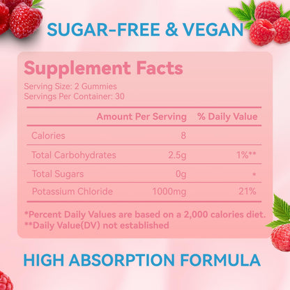 Potassium Gummies 1000mg – Sugar Free, Vegan (60 Count) | For Adults