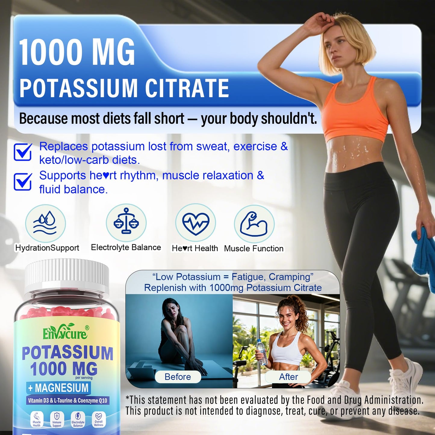 Potassium Gummies 1000mg | Potassium Citrate with Magnesium Complex – Vegan 2-Pack