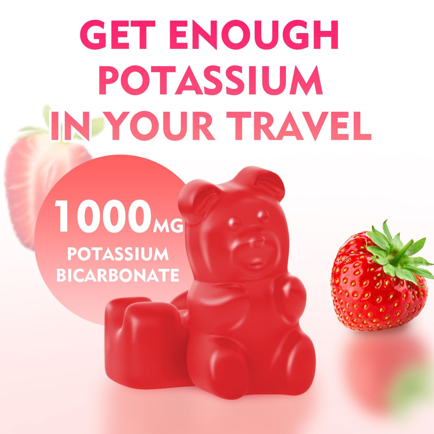 Potassium Gummies 1000mg – Strawberry (Sugar-Free) 60 Count