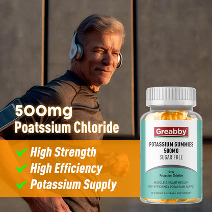 Potassium Gummies – Potassium Chloride Supplement for Adults | 60 Servings | Sugar-Free
