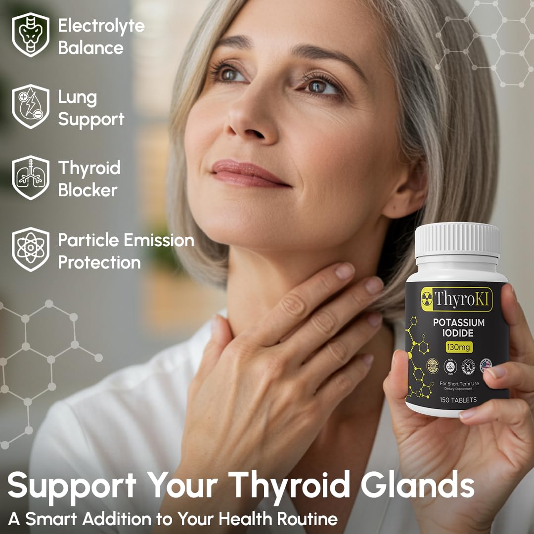 Potassium Iodide 130 mg Tablets – Thyroid & Respiratory Support – Made in USA | 300 Tablets (Pack of 2)