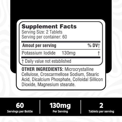 Potassium Iodide 130 mg KI Tablets – USA Made, 120-Count per Bottle, Pack of 2 (240 Tablets)