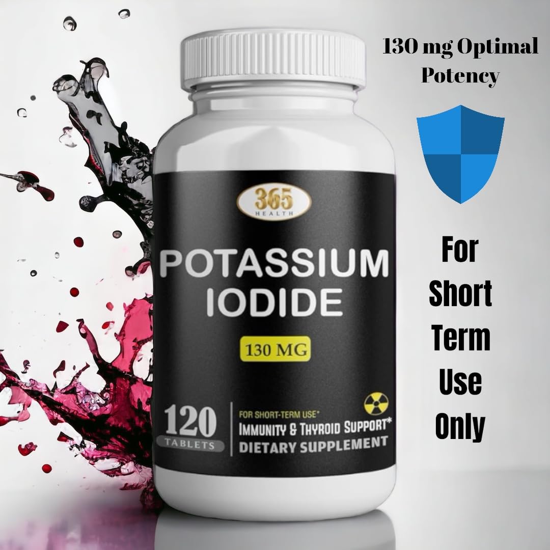 Potassium Iodide 130 mg KI Tablets – USA Made, 120-Count per Bottle, Pack of 2 (240 Tablets)