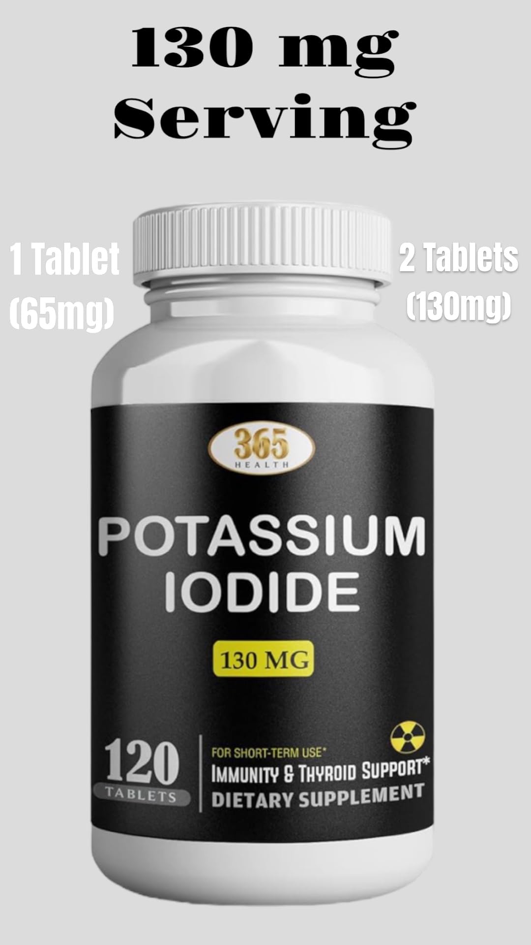 Potassium Iodide 130 mg KI Tablets – USA Made, 120-Count per Bottle, Pack of 2 (240 Tablets)