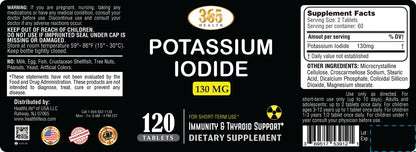 Potassium Iodide 130 mg KI Tablets – USA Made, 120-Count per Bottle, Pack of 2 (240 Tablets)