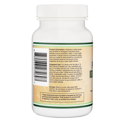 Potassium Iodide 130 mg Tablets – 180 Count Emergency Use for Exposure – 3 Month Supply | Double Wood Supplements