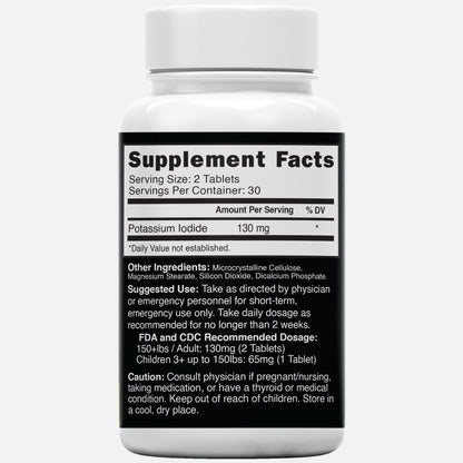 Potassium Iodide Tablets 130 mg – Pack of 2 (240 Tablets) | 10-Year Shelf Life